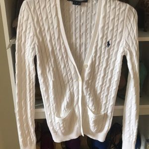 White cable knit cardigan